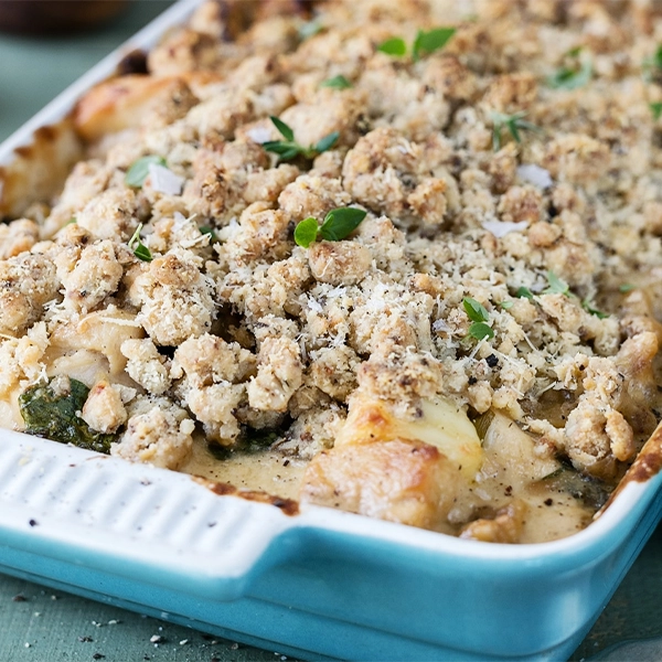 Chicken, Mushroom & Spinach Crumble